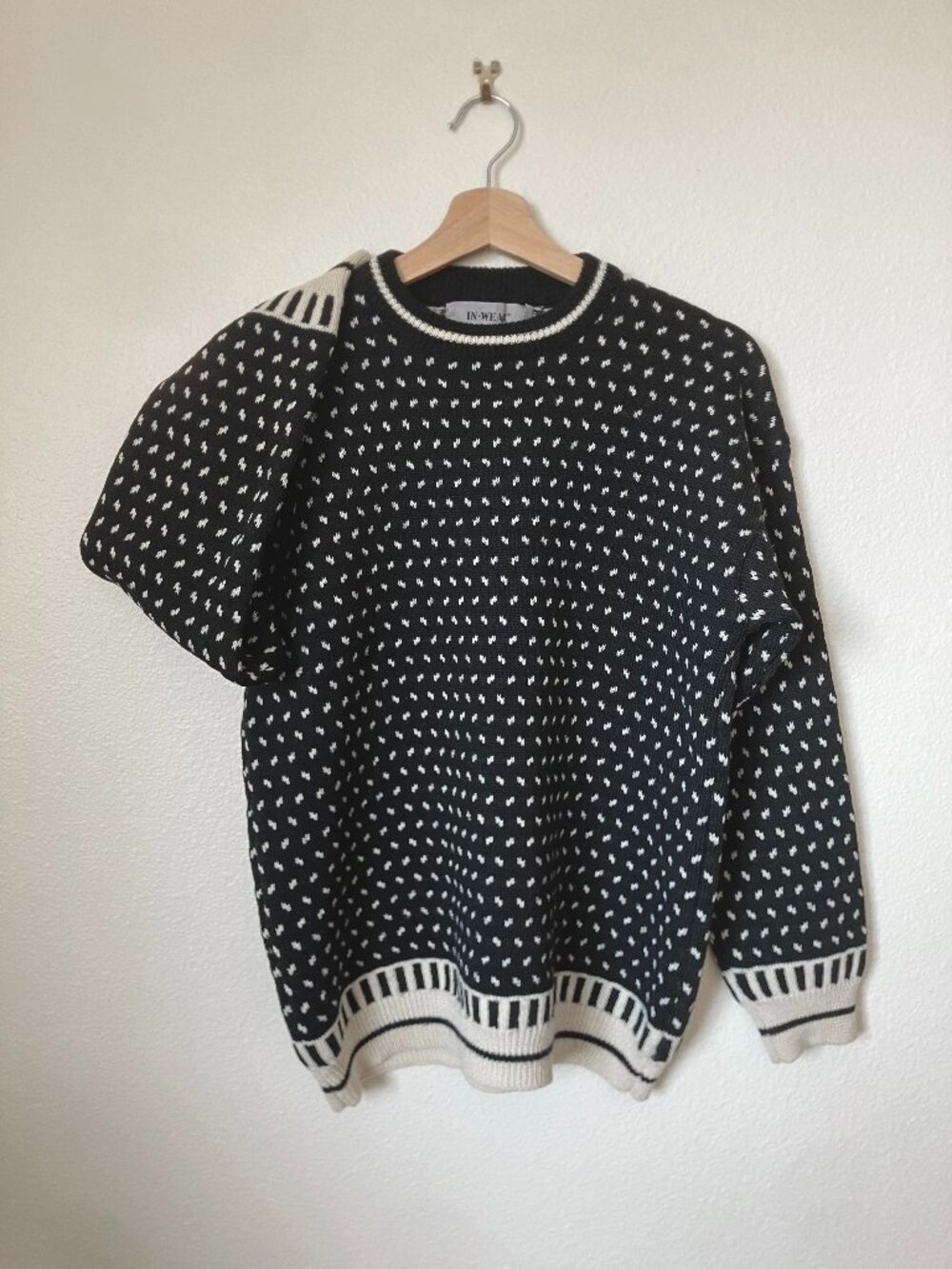 Scandinavian Wool Knit Pullover Sweater - InWear Designer Kirsten Teisner